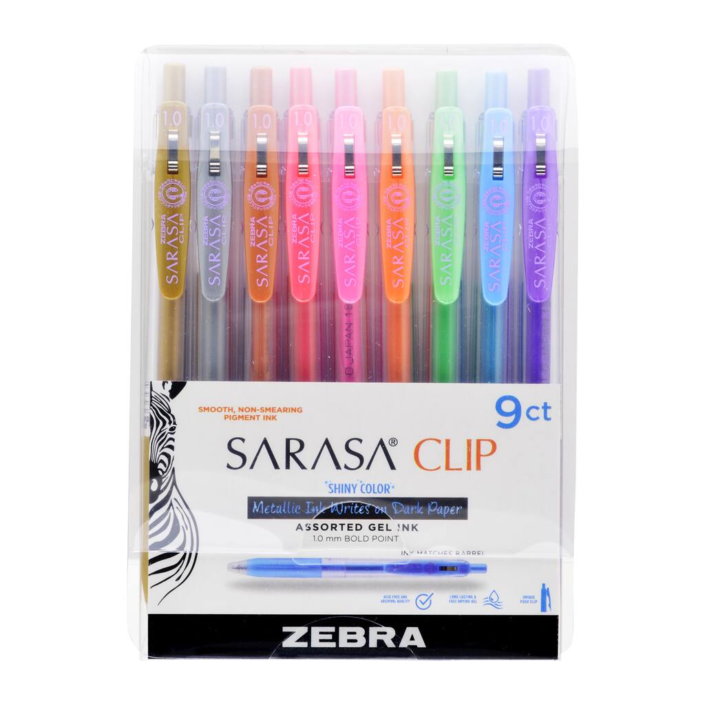 Zebra Sarasa® Clip Bold Point Metallic Retractable Gel Pens